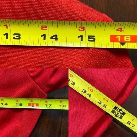 Vintage Le Chateau Trench Coat Red Ponte Knit Duster Blazer Belted Y2K Small - Picture 13 of 16